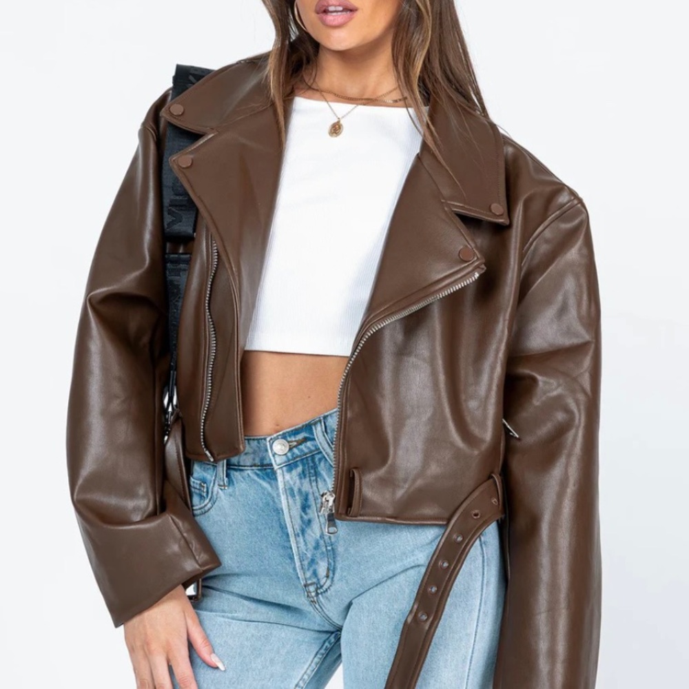 Lioness Staten Island to find out oversized biker jacket